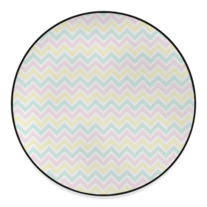 Pastel Chevron Pattern Print Round Floor Mat