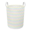Pastel Chevron Pattern Print Round Laundry Basket