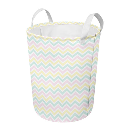 Pastel Chevron Pattern Print Round Laundry Basket