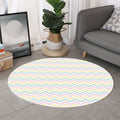 Pastel Chevron Pattern Print Round Rug