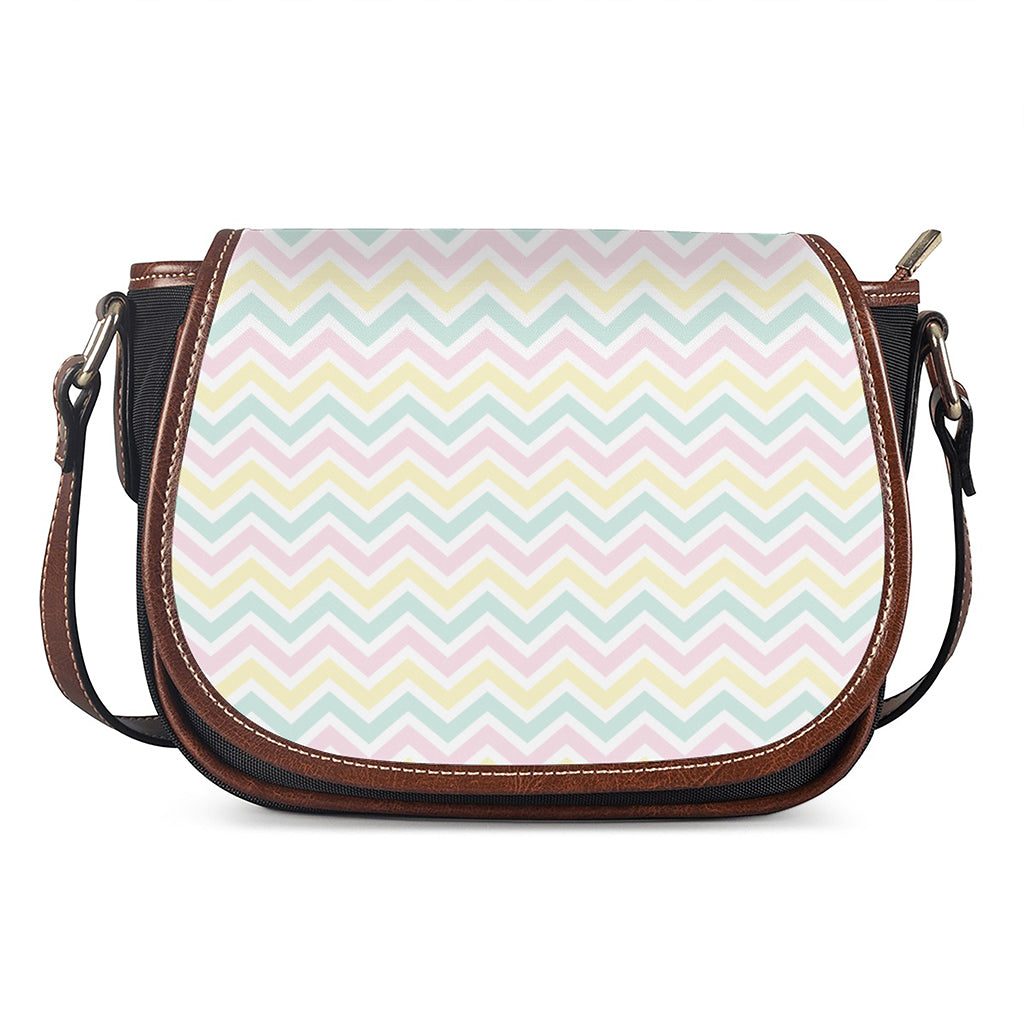Pastel Chevron Pattern Print Saddle Bag
