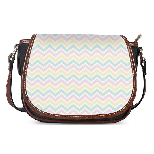 Pastel Chevron Pattern Print Saddle Bag