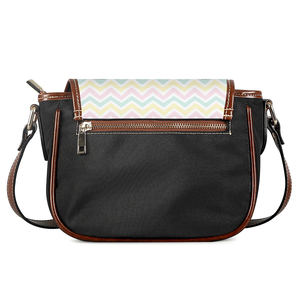 Pastel Chevron Pattern Print Saddle Bag