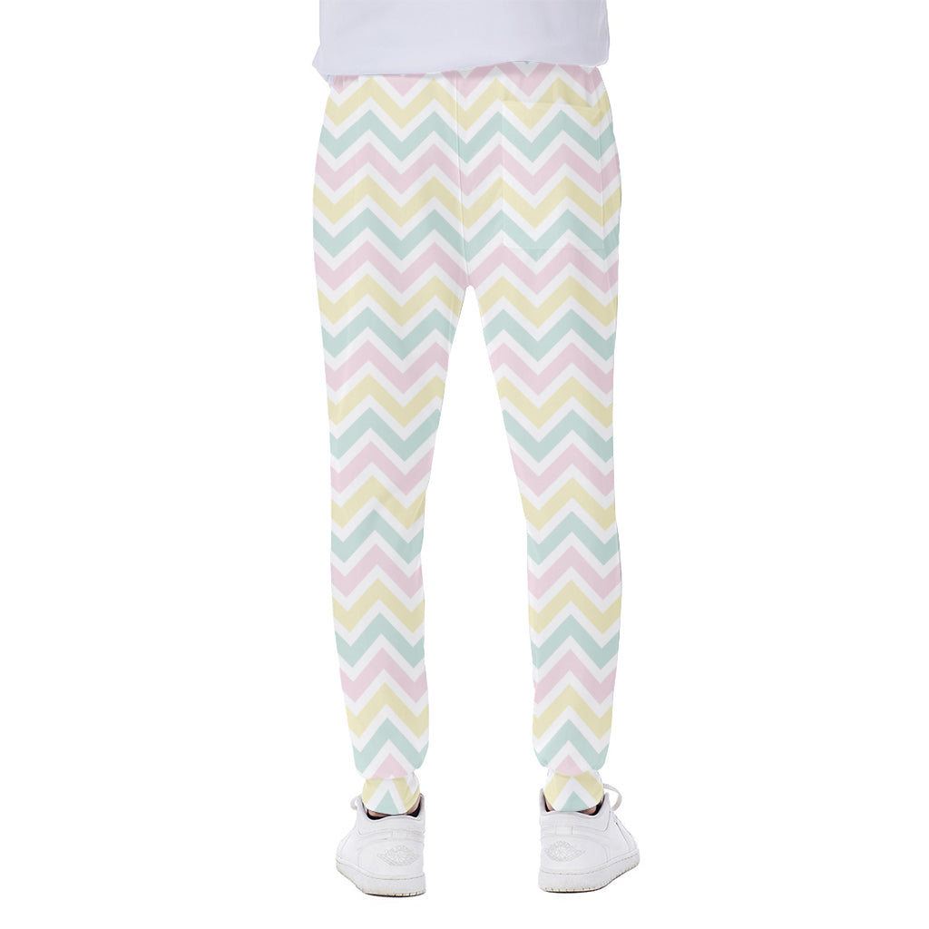 Pastel Chevron Pattern Print Scuba Joggers