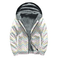 Pastel Chevron Pattern Print Sherpa Lined Zip Up Hoodie