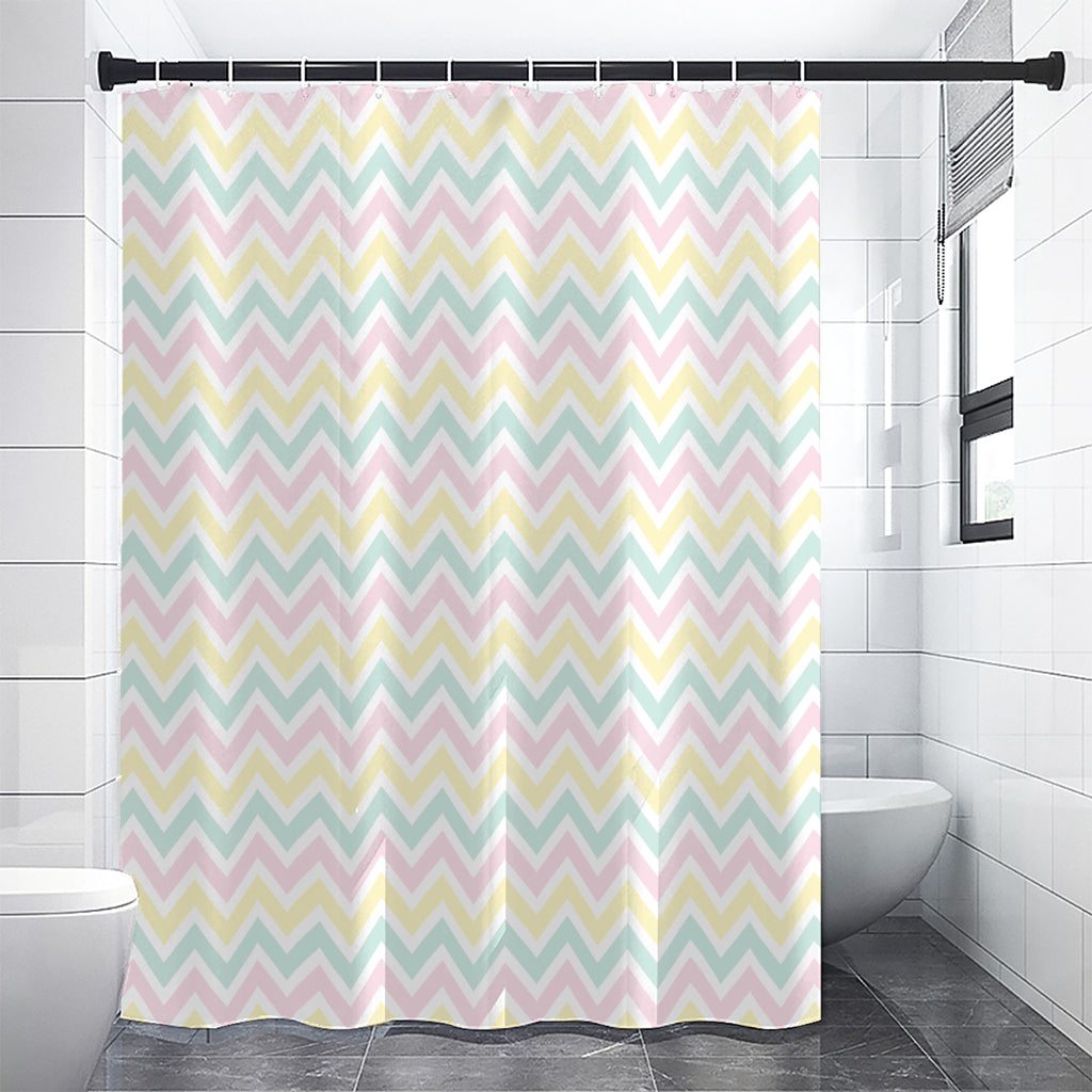 Pastel Chevron Pattern Print Shower Curtain