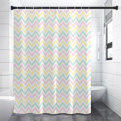 Pastel Chevron Pattern Print Shower Curtain