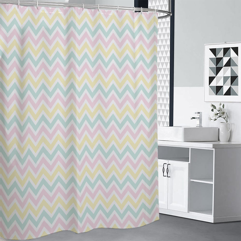 Pastel Chevron Pattern Print Shower Curtain