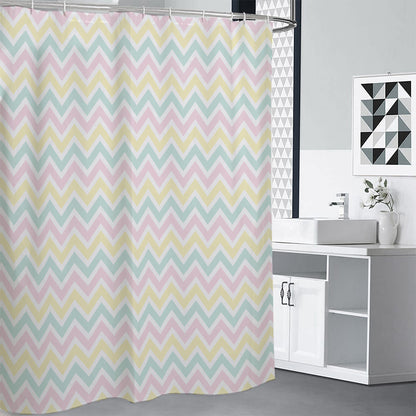 Pastel Chevron Pattern Print Shower Curtain