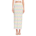 Pastel Chevron Pattern Print Side Slit Maxi Skirt