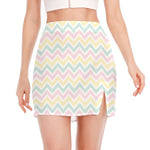 Pastel Chevron Pattern Print Side Slit Mini Skirt