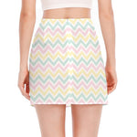 Pastel Chevron Pattern Print Side Slit Mini Skirt