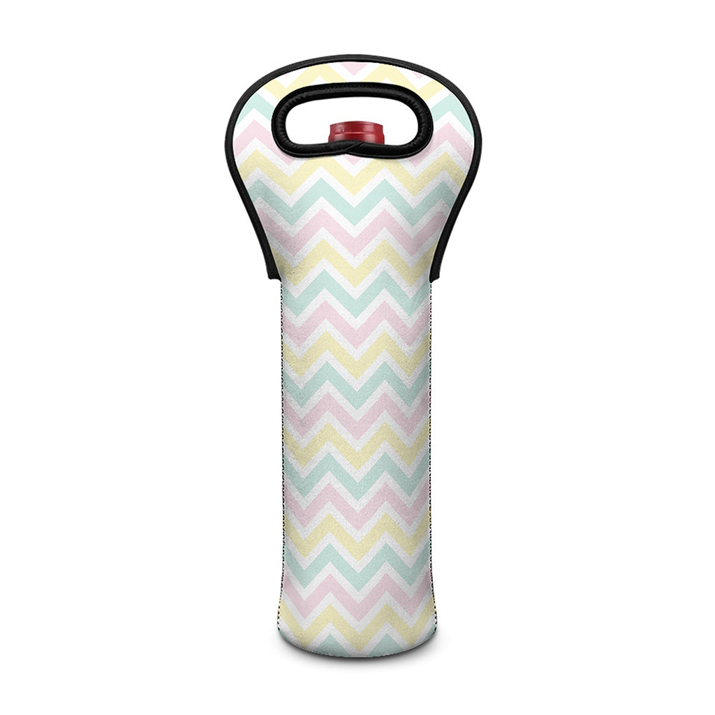 Pastel Chevron Pattern Print Single Neoprene Wine Tote