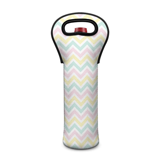 Pastel Chevron Pattern Print Single Neoprene Wine Tote