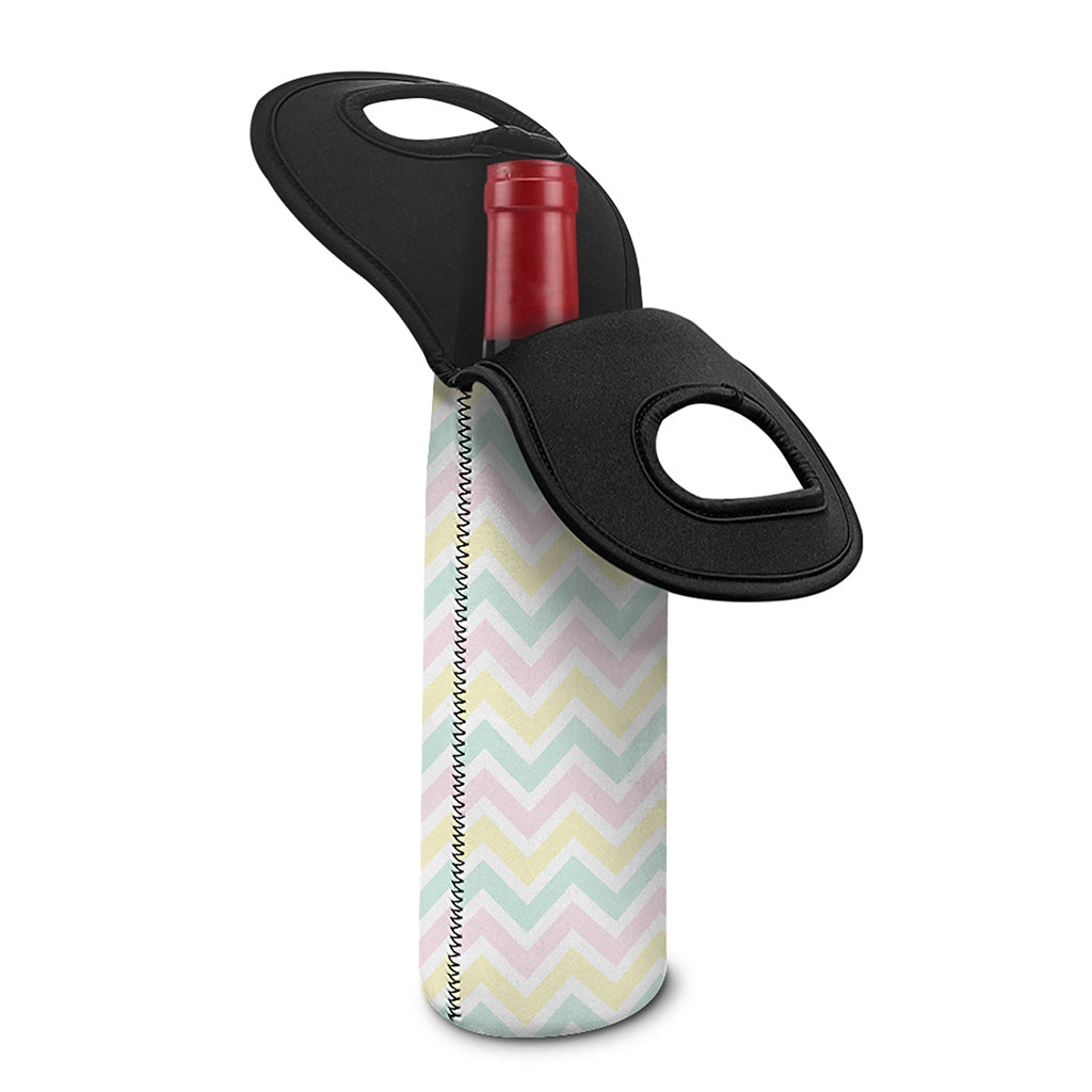 Pastel Chevron Pattern Print Single Neoprene Wine Tote