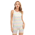 Pastel Chevron Pattern Print Sleeveless One Piece Swimsuit