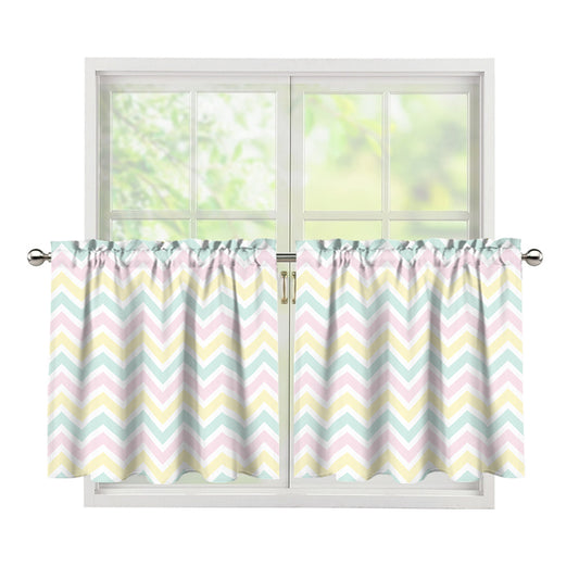 Pastel Chevron Pattern Print Tier Curtains