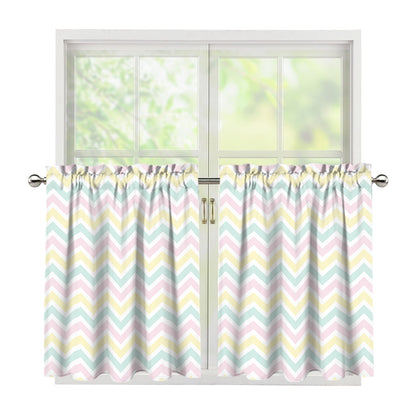 Pastel Chevron Pattern Print Tier Curtains