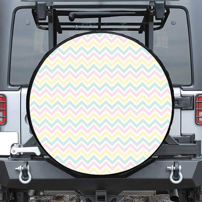 Pastel Chevron Pattern Print Tire Cover