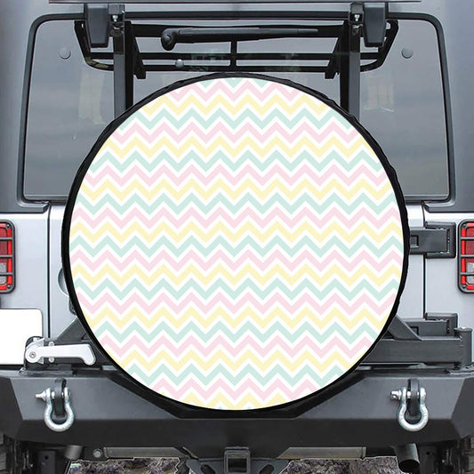 Pastel Chevron Pattern Print Tire Cover