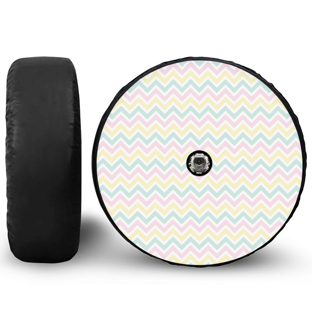 Pastel Chevron Pattern Print Tire Cover With Camera Hole