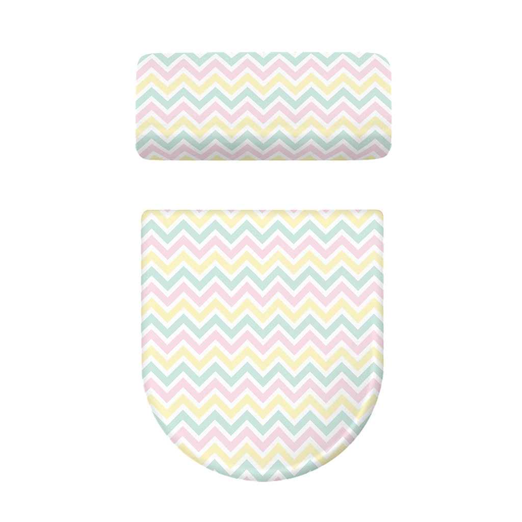 Pastel Chevron Pattern Print Toilet Lid And Tank Cover Set