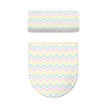 Pastel Chevron Pattern Print Toilet Lid And Tank Cover Set