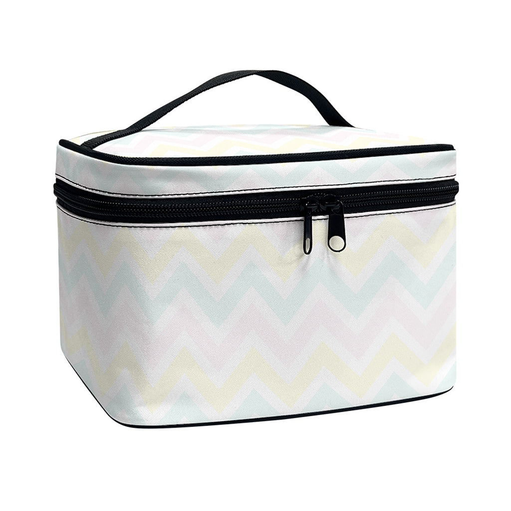 Pastel Chevron Pattern Print Travel Makeup Bag