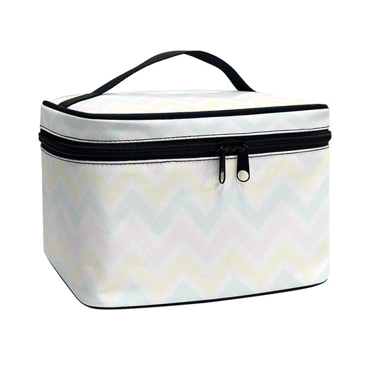 Pastel Chevron Pattern Print Travel Makeup Bag