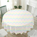 Pastel Chevron Pattern Print Waterproof Round Tablecloth
