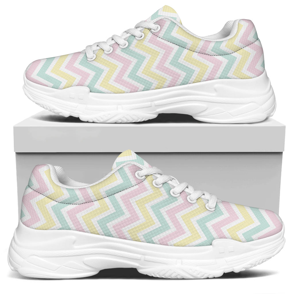Pastel Chevron Pattern Print White Chunky Shoes
