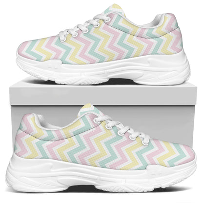 Pastel Chevron Pattern Print White Chunky Shoes