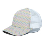 Pastel Chevron Pattern Print White Mesh Trucker Cap