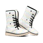 Pastel Chevron Pattern Print Winter Boots
