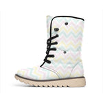 Pastel Chevron Pattern Print Winter Boots