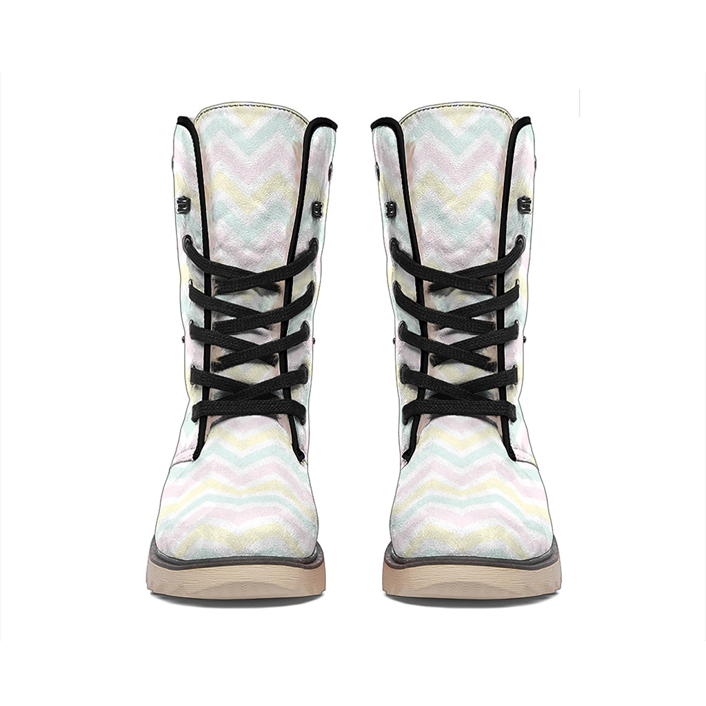 Pastel Chevron Pattern Print Winter Boots