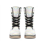 Pastel Chevron Pattern Print Winter Boots