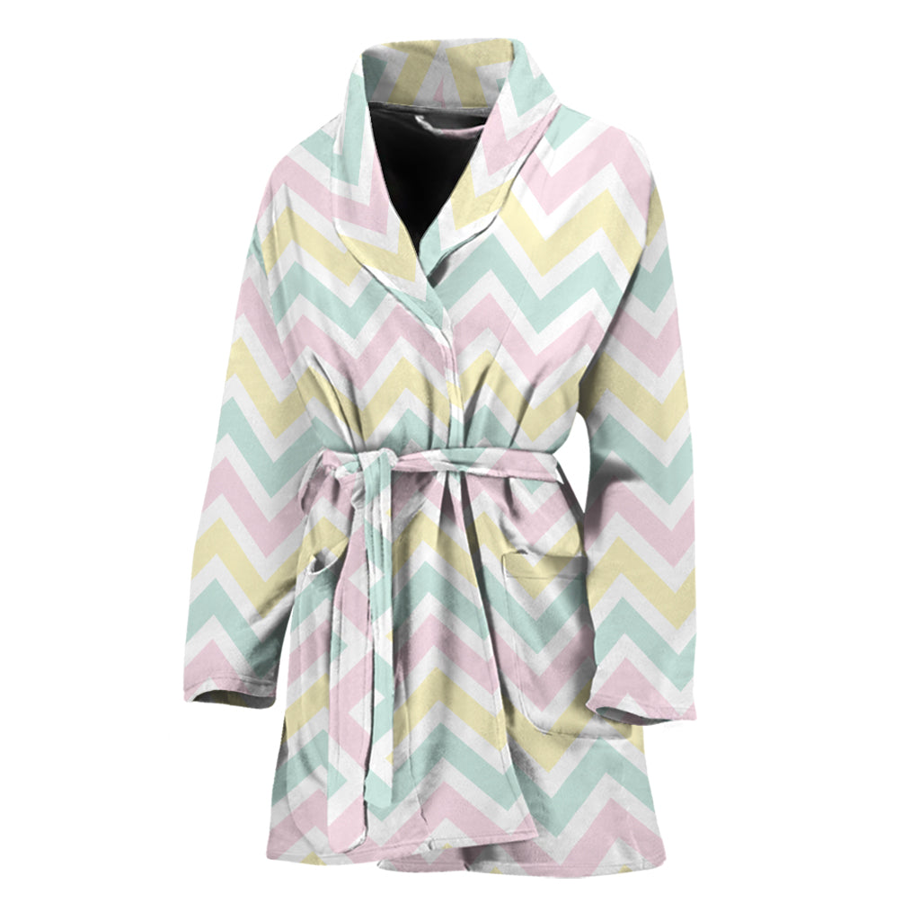 Pastel Chevron Pattern Print Women's Bathrobe