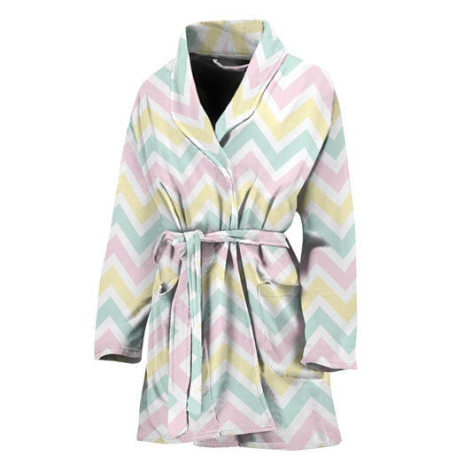 Pastel Chevron Pattern Print Women's Bathrobe