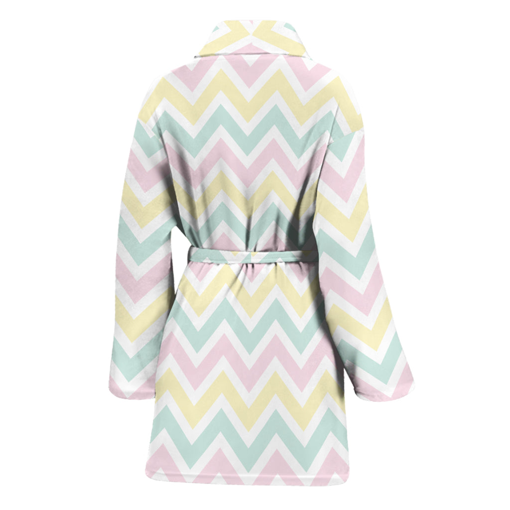 Pastel Chevron Pattern Print Women's Bathrobe