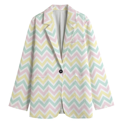 Pastel Chevron Pattern Print Women's Blazer