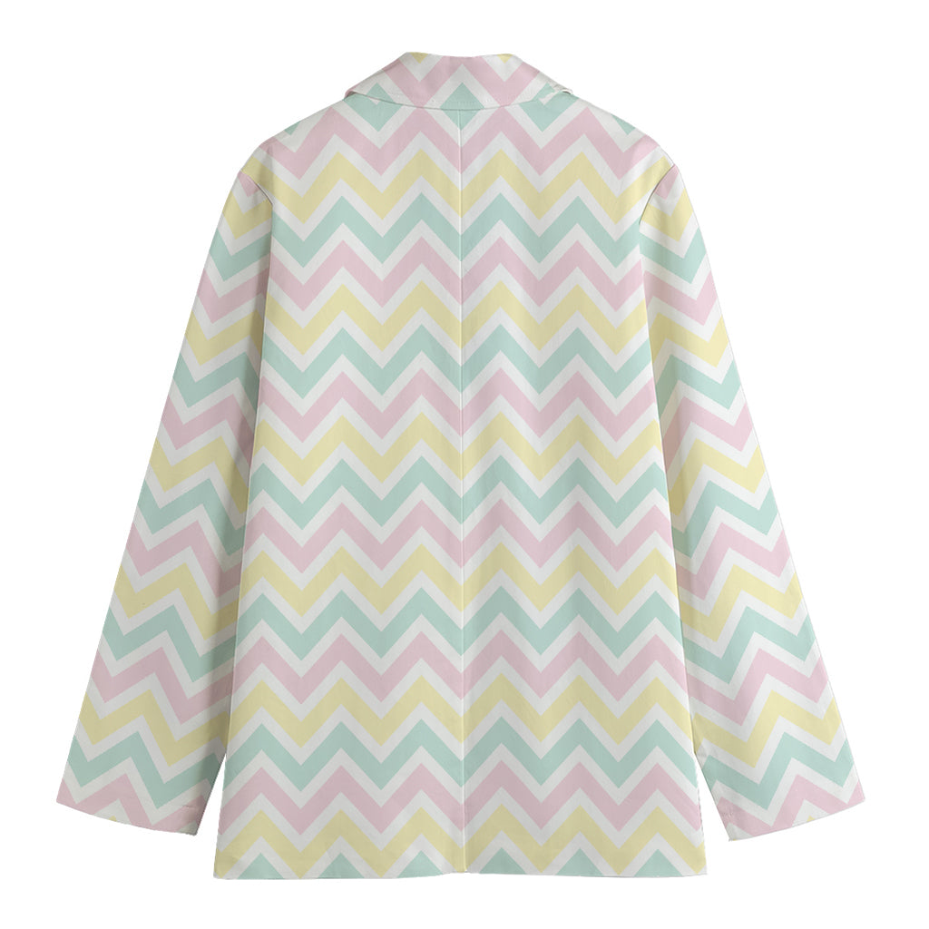 Pastel Chevron Pattern Print Women's Blazer