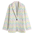Pastel Chevron Pattern Print Women's Cotton Blazer