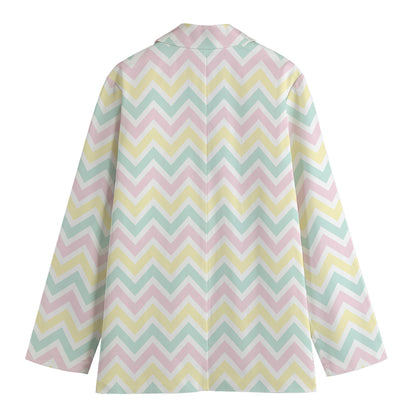 Pastel Chevron Pattern Print Women's Cotton Blazer