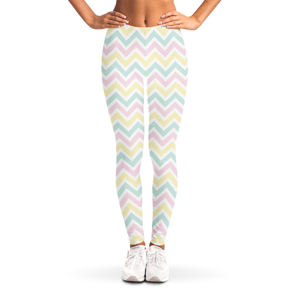 Pastel Chevron Pattern Print Women's Leggings