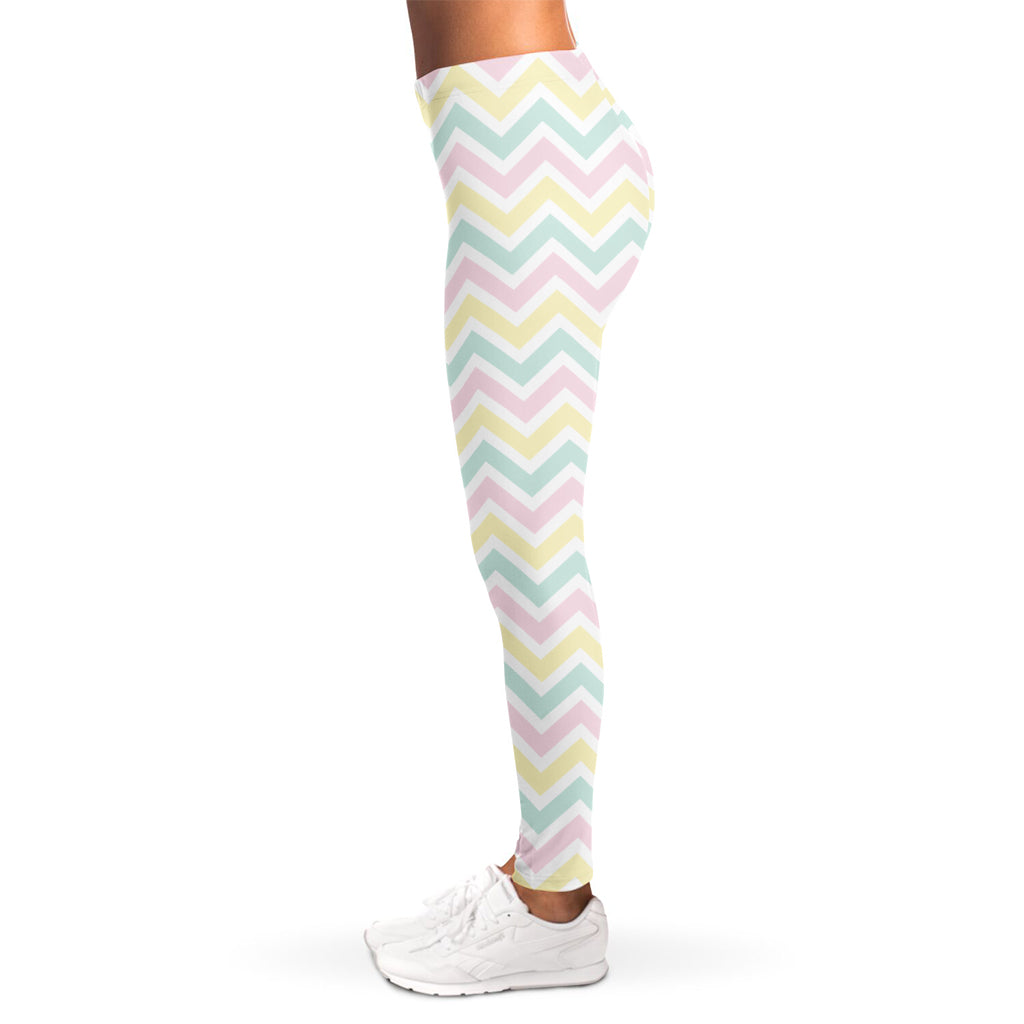 Pastel Chevron Pattern Print Women's Leggings