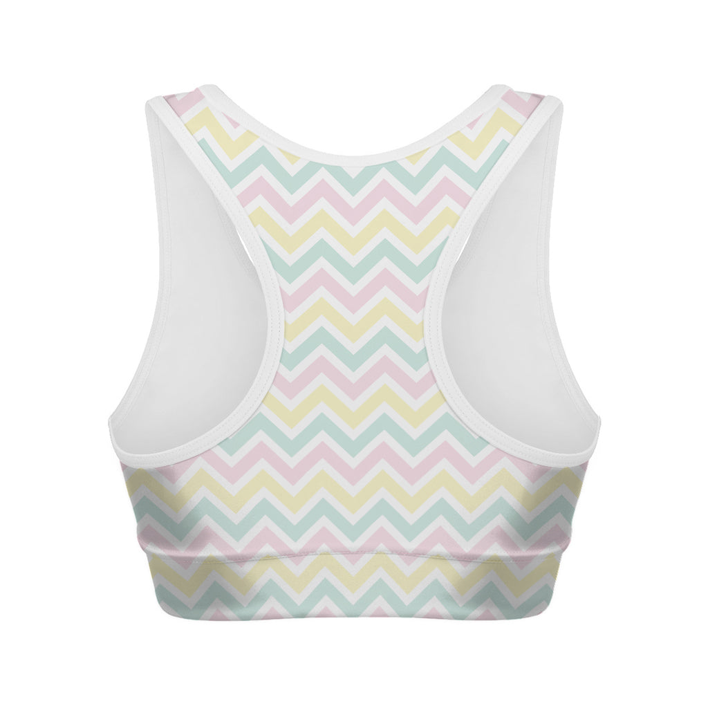 Pastel Chevron Pattern Print Women's Sports Bra