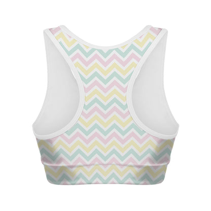 Pastel Chevron Pattern Print Women's Sports Bra