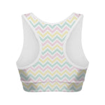 Pastel Chevron Pattern Print Women's Sports Bra