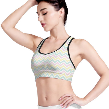 Pastel Chevron Pattern Print Women's Sports Bra